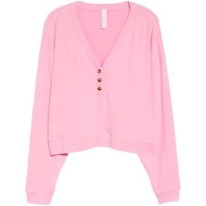ALO Yoga- Pink Cropped Henley